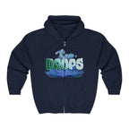 Kapuzenpullover mit durchgehendem Reißverschluss – „Regentropfen“-Motiv, blauer Aquarell-Print
