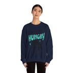 Sweatshirt — Cute Cat "I Am Hungry" Graphic Crewneck