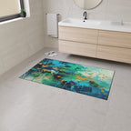 Abstract Teal & Gold Heavy-Duty Floor Mat Durable Entryway Rug