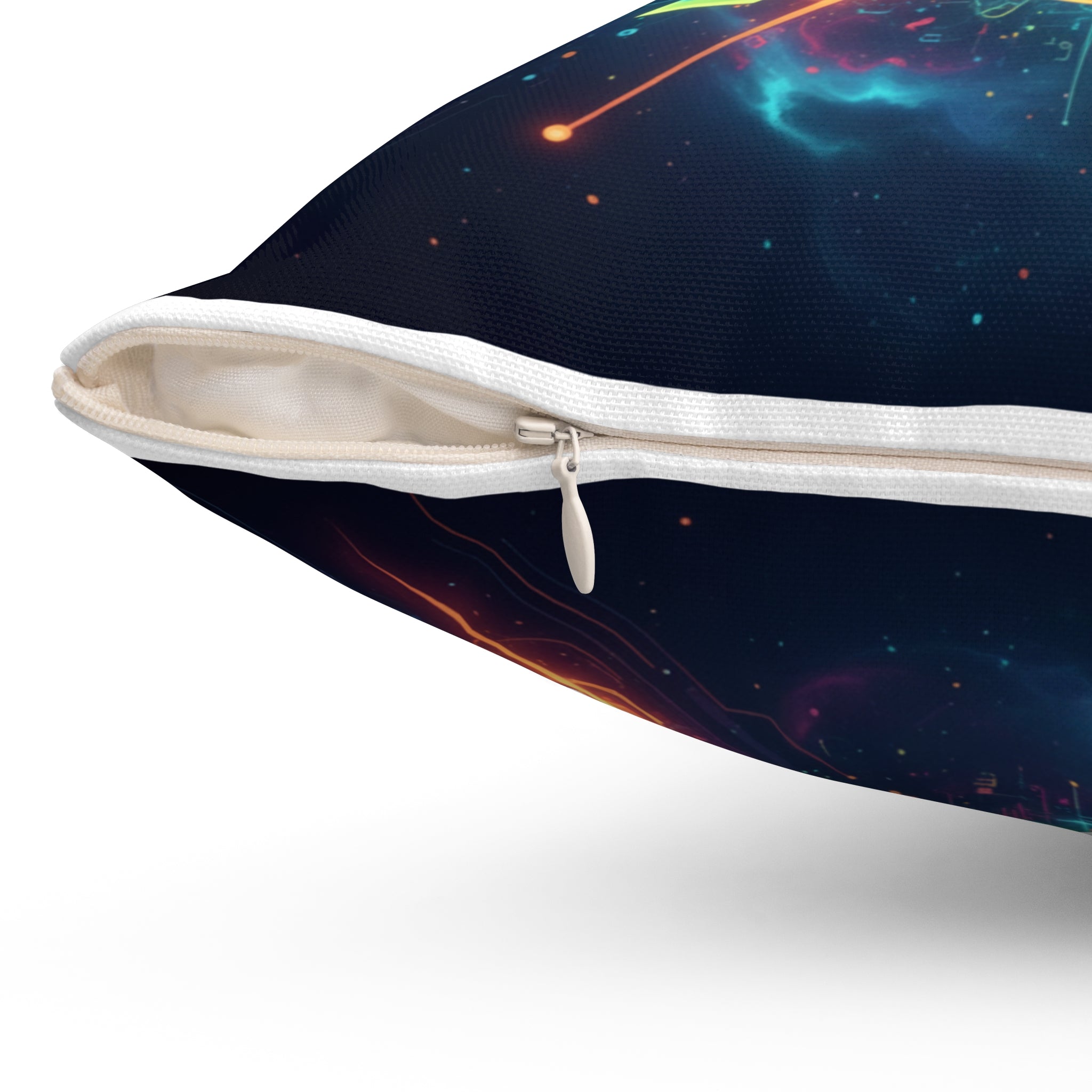 Geometric Neon Mandala Pillow Vibrant Cosmic Decorative Throw