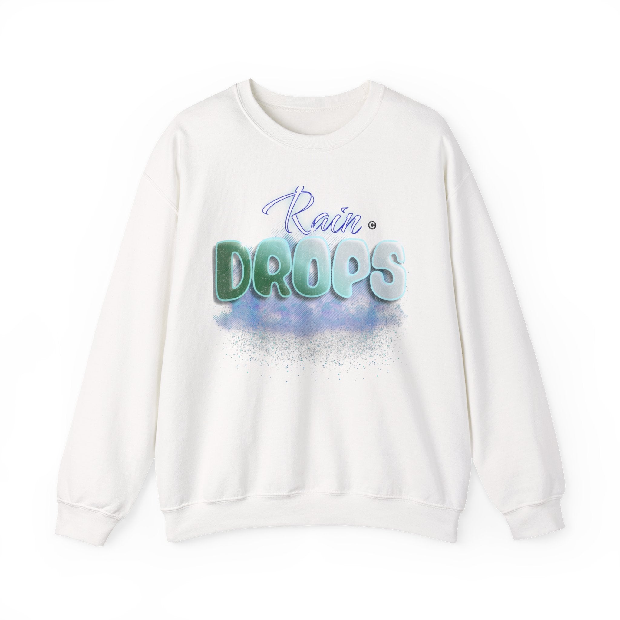 Rain Drops Crewneck Sweatshirt – Pastel Watercolor Raindrop