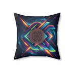 Geometric Neon Mandala Pillow Vibrant Cosmic Decorative Throw