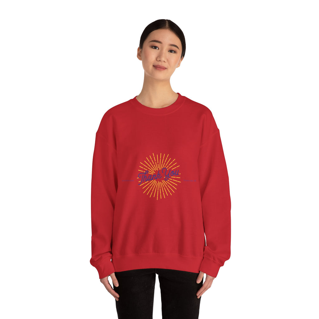 Thank You Crewneck Sweatshirt Retro Sunburst Gratitude Pullover