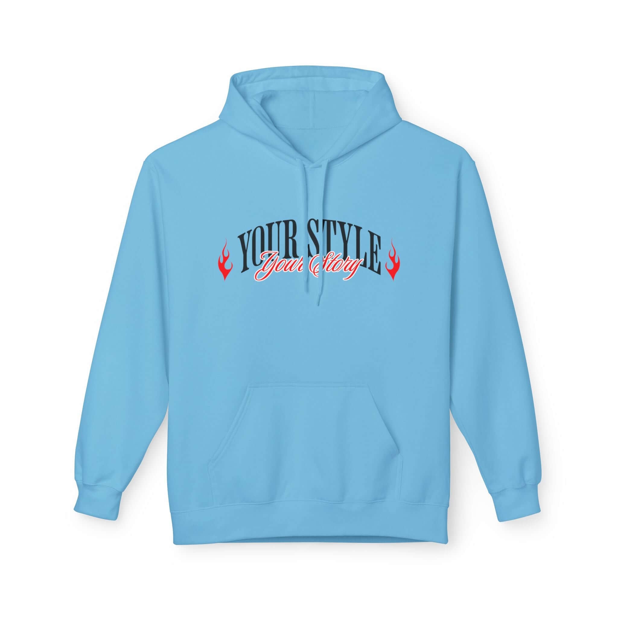 Hoodie in light blue color with 'YOUR STYLE' graphic design, perfect for casual wear and trendy outfits.