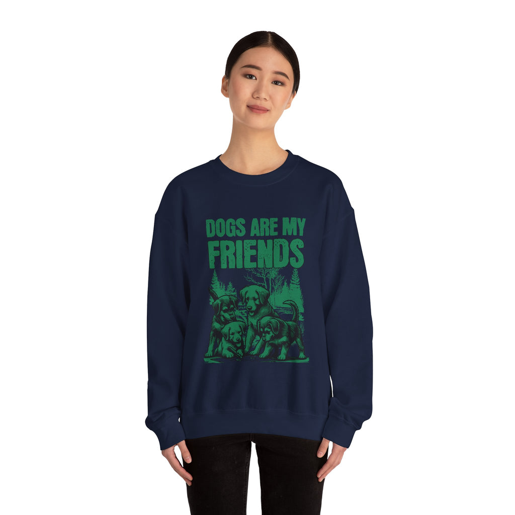 Dogs Are My Friends Sweatshirt — Vintage Green Puppy Crewneck