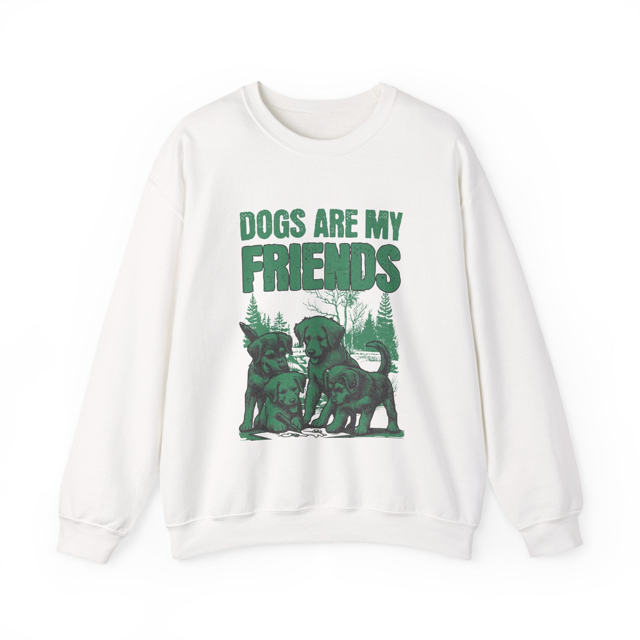 Dogs Are My Friends Sweatshirt — Vintage Green Puppy Crewneck