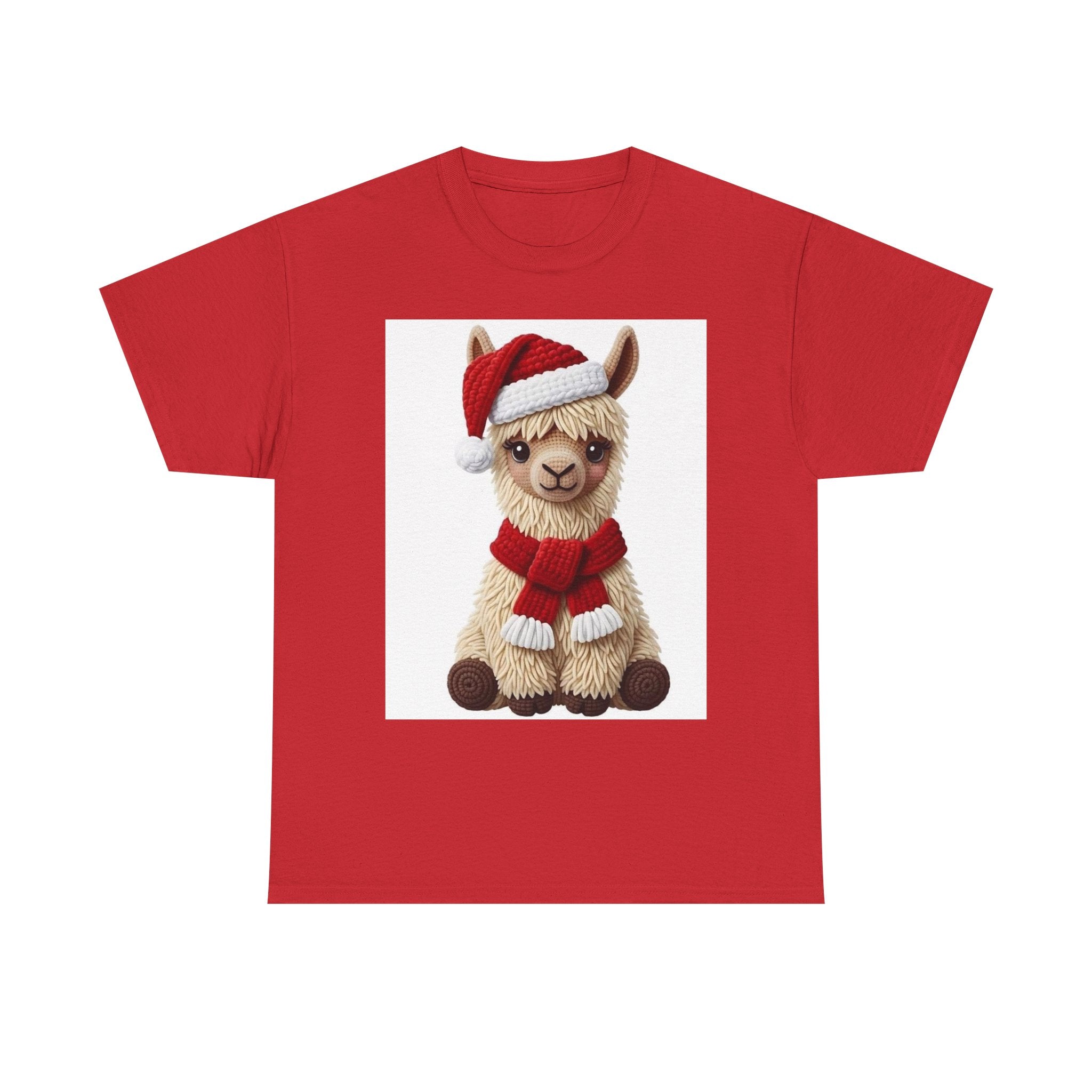 Christmas Alpaca T‑Shirt – Cute Santa Scarf Llama Holiday Tee