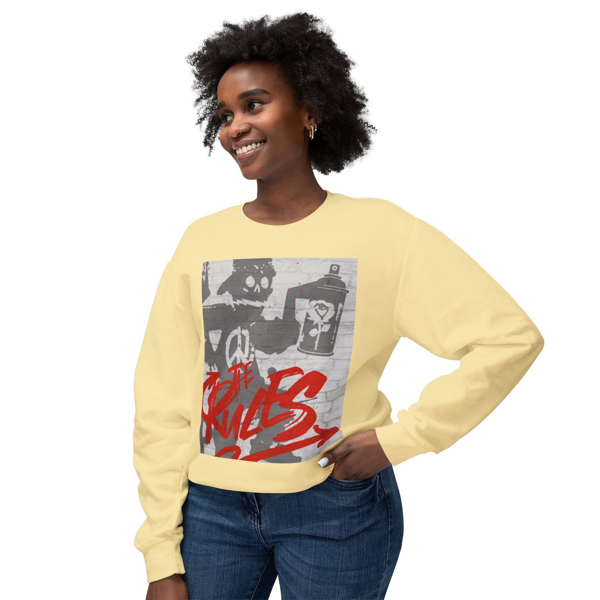 Graffiti Vibes Crewneck Sweatshirt — 'The Rules' Street Art Design