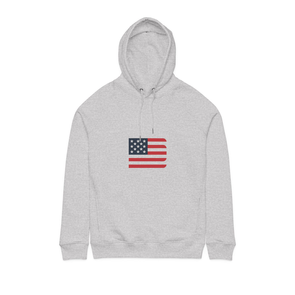 Minimalistischer Hoodie mit amerikanischer Flagge, kleine Retro-USA-Flagge auf der Brust