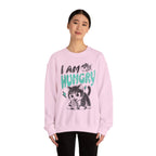 Sweatshirt — Cute Cat "I Am Hungry" Graphic Crewneck