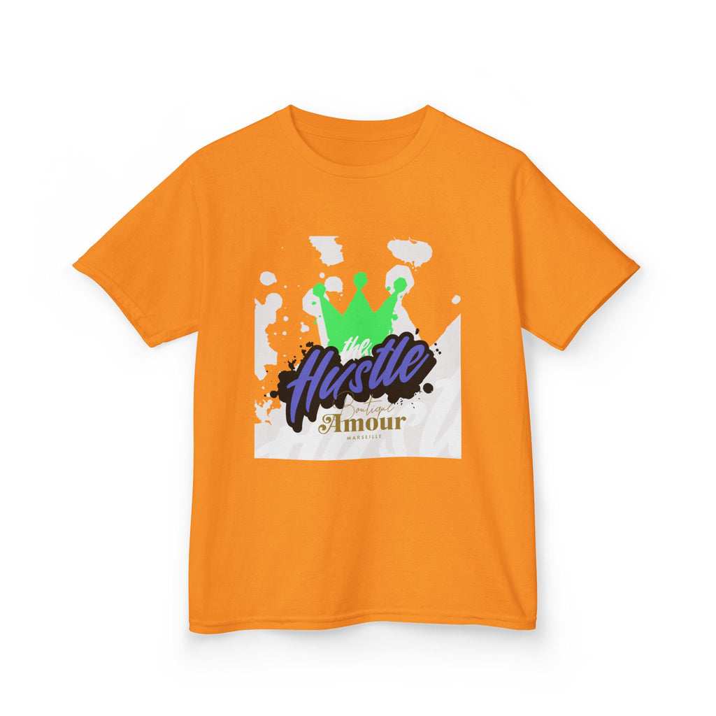 Kids Tee — 'Hustle Amour' Crown Graphic Shirt for Motivated Kids