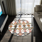 Boho Aztec Round Rug  Earth Tone Geometric Accent Mat