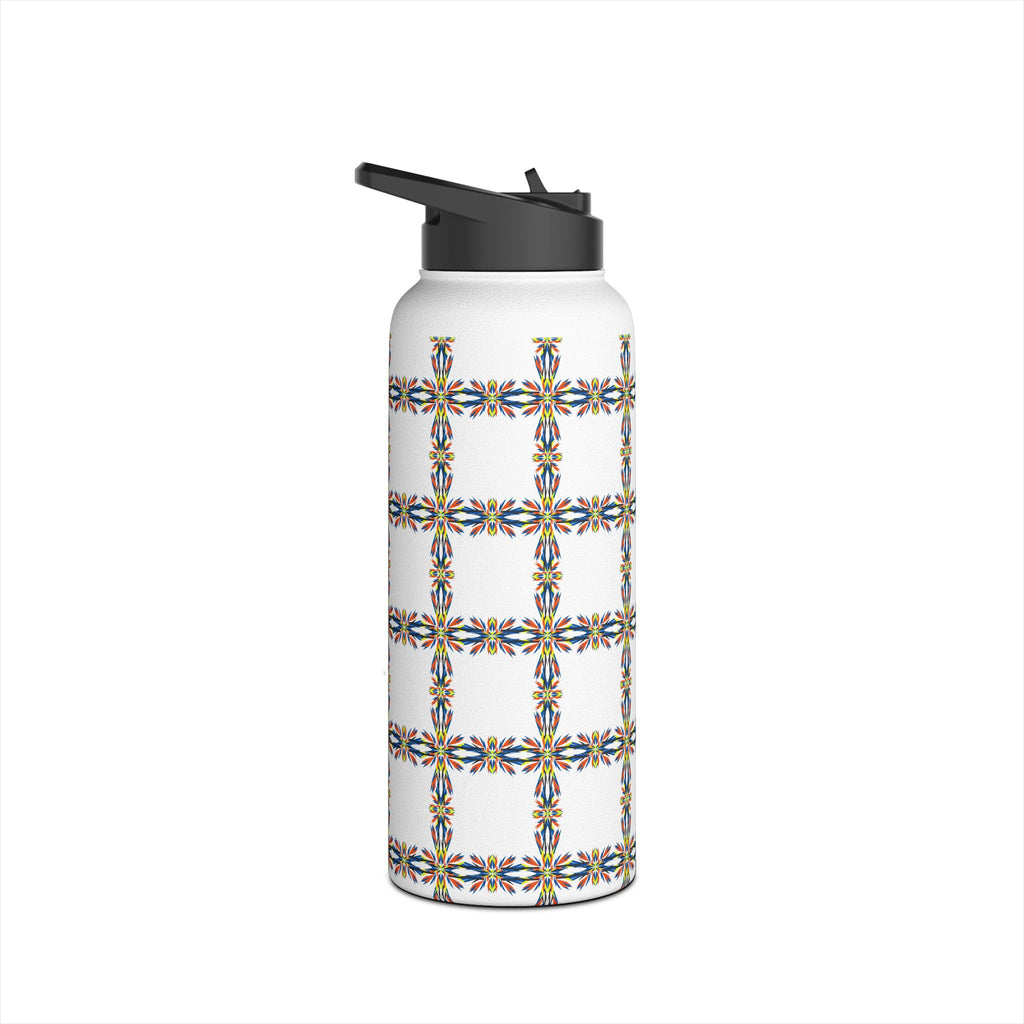 Insulated Stainless Water Bottle Colorful Geometric Tile Pattern
