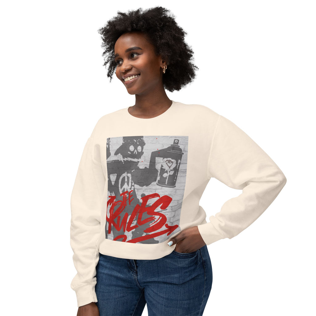 Graffiti Vibes Crewneck Sweatshirt — 'The Rules' Street Art Design