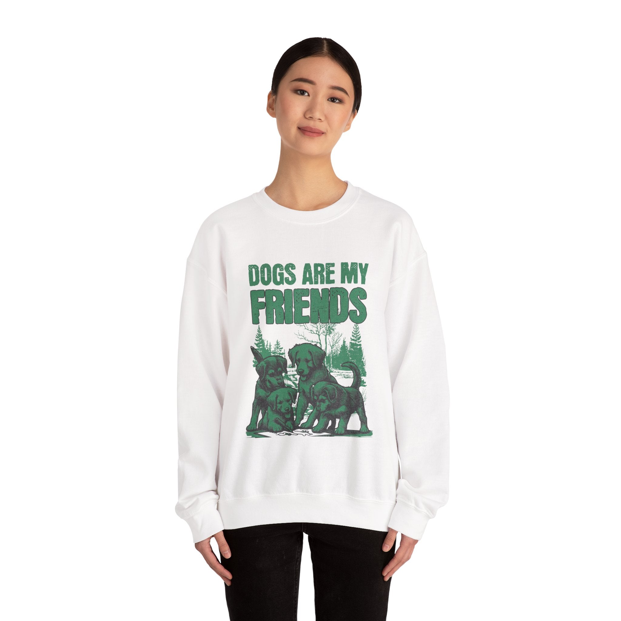 Dogs Are My Friends Sweatshirt — Vintage Green Puppy Crewneck
