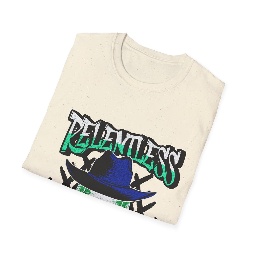 Relentless Skull T-Shirt – Green Skull with Hat & Snake Graphic