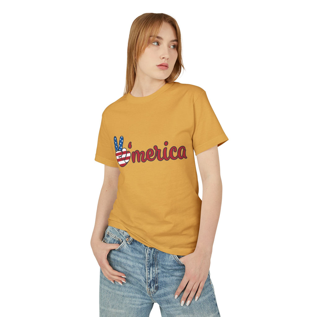 'Merica Peace Sign Tee Retro Patriotic America Graphic T-Shirt