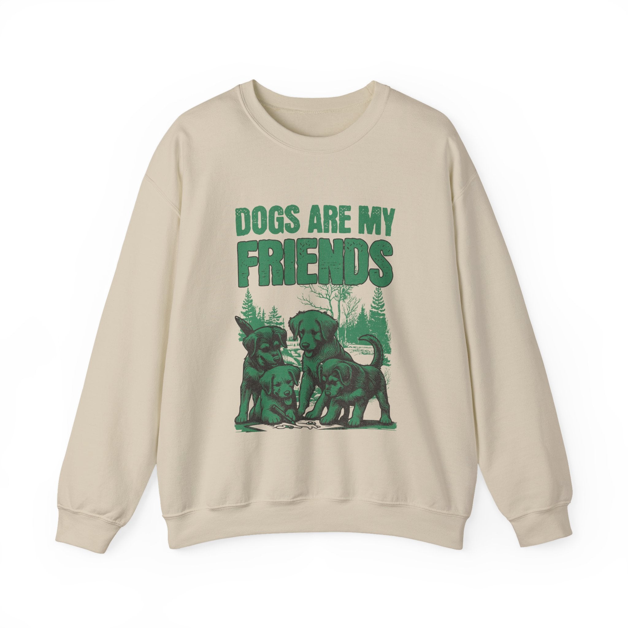 Dogs Are My Friends Sweatshirt — Vintage Green Puppy Crewneck