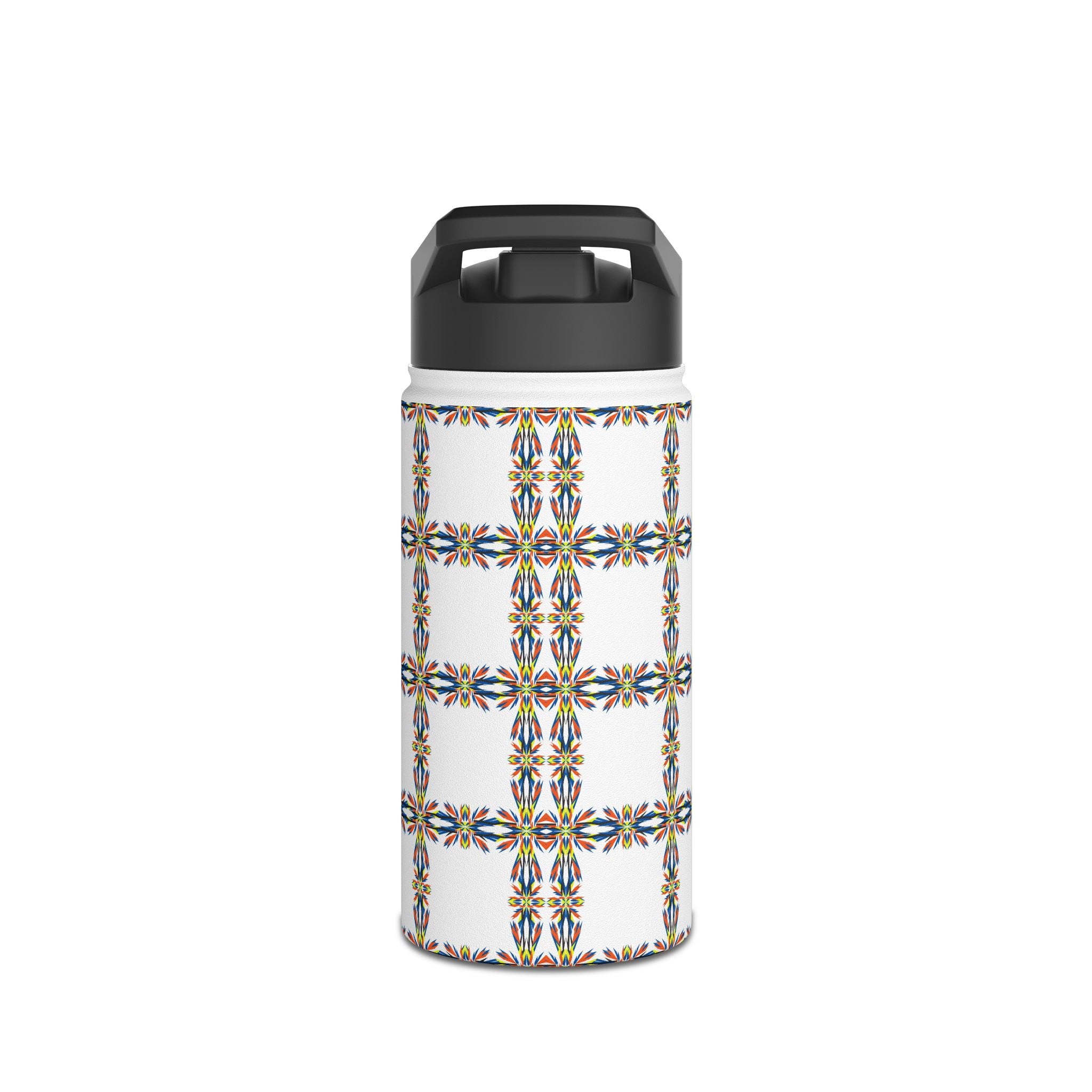 Insulated Stainless Water Bottle Colorful Geometric Tile Pattern