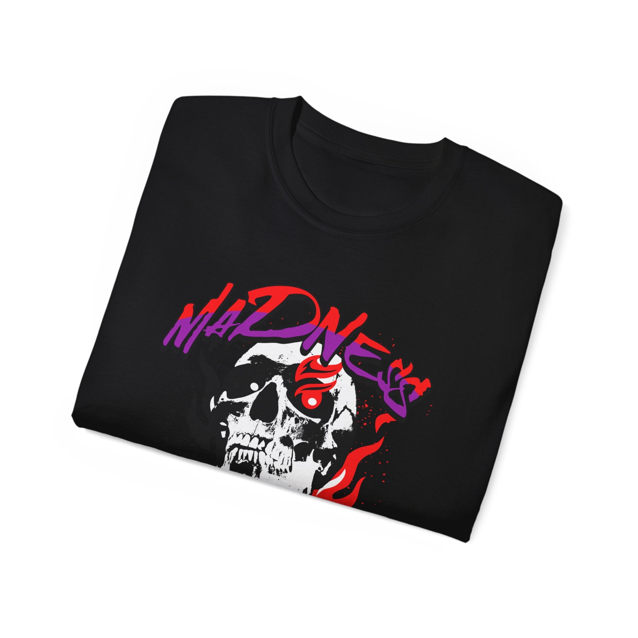 Skull Flames Tee — 'Madness' Graphic Cotton T-Shirt