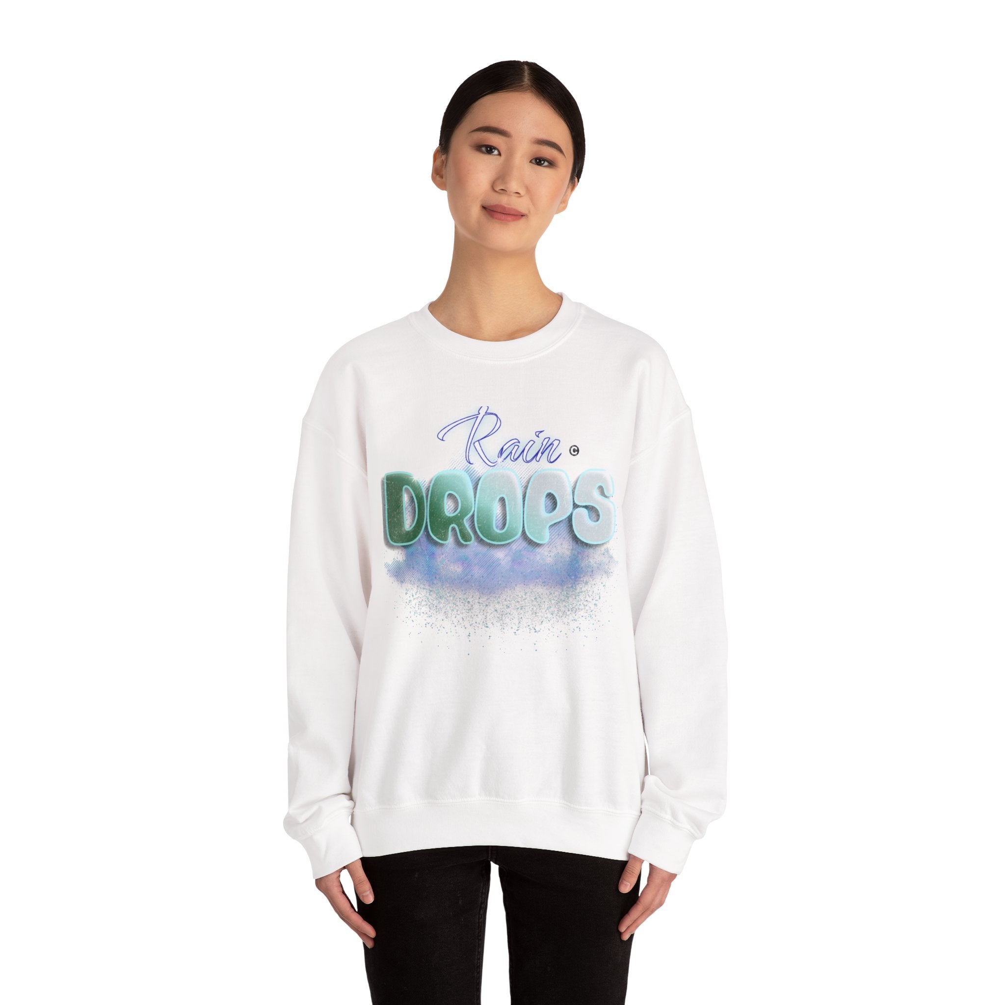 Rain Drops Crewneck Sweatshirt – Pastel Watercolor Raindrop
