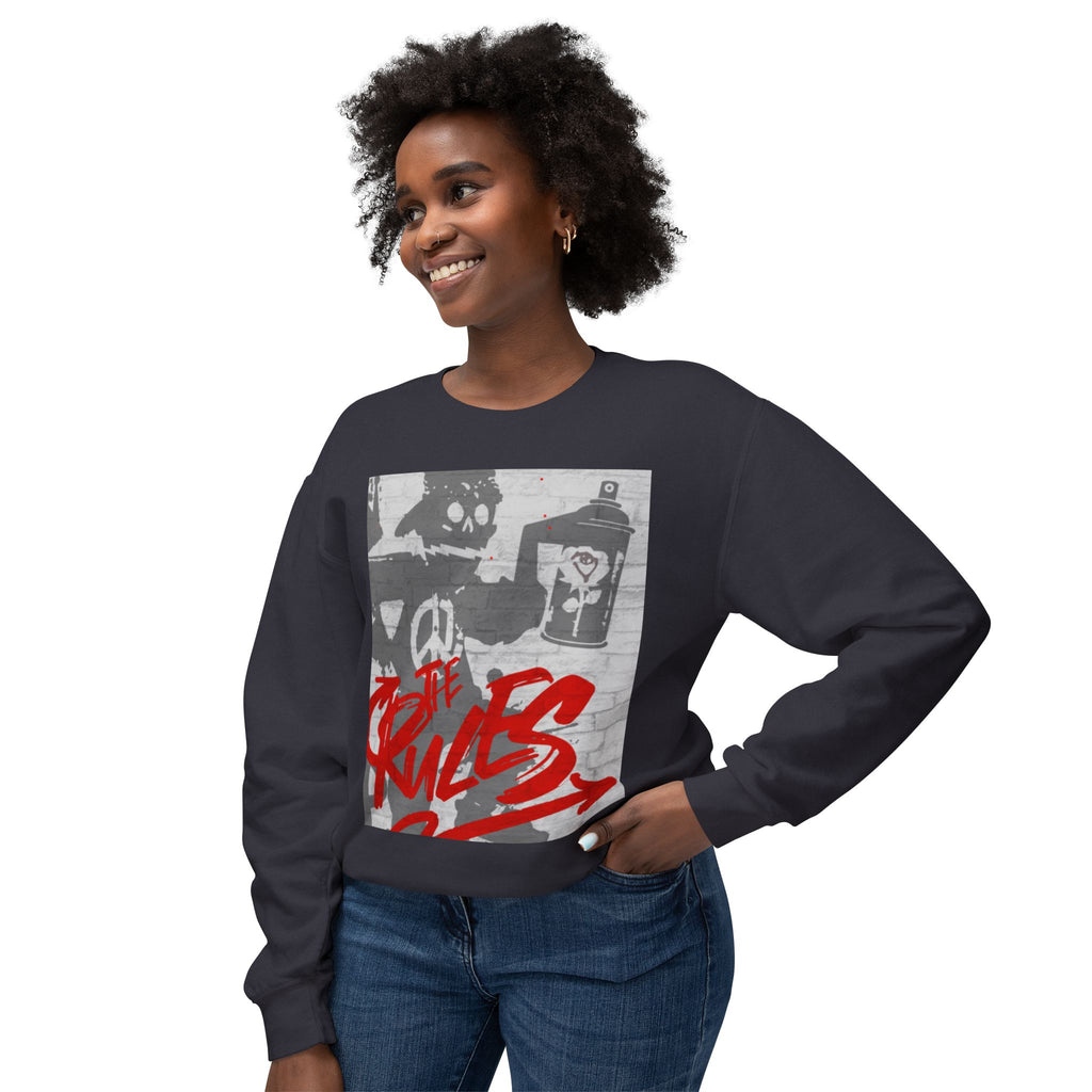 Graffiti Vibes Crewneck Sweatshirt — 'The Rules' Street Art Design