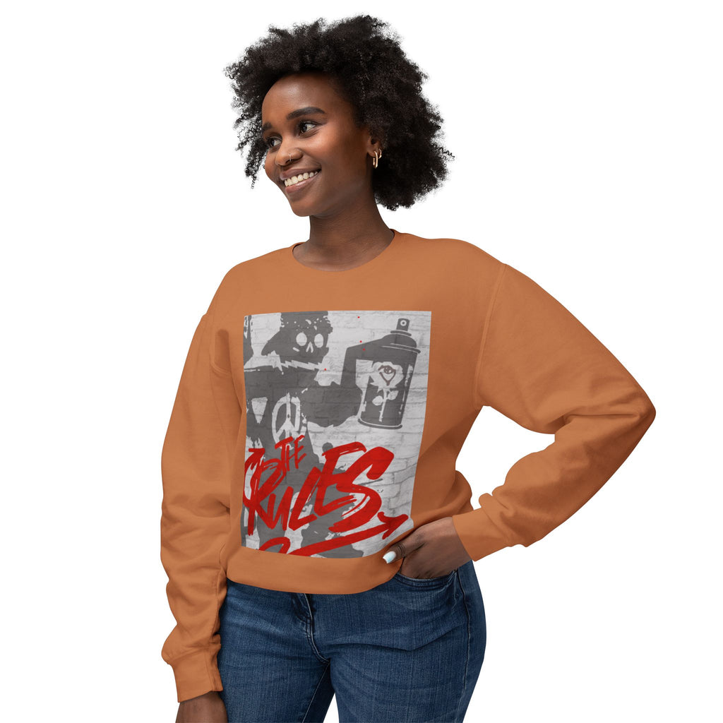 Graffiti Vibes Crewneck Sweatshirt — 'The Rules' Street Art Design
