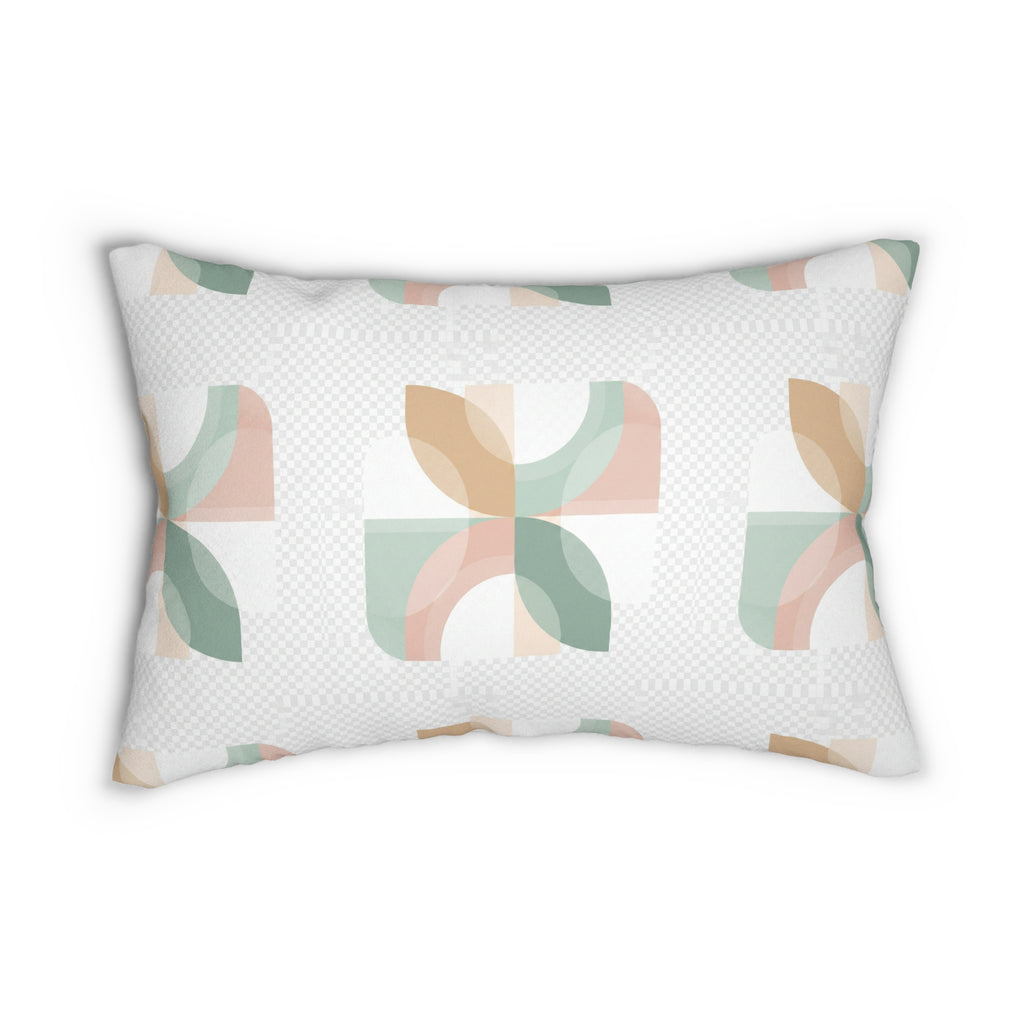 Geometric Pastel Lumbar Pillow  Mid-Century Modern Decorative Cushion