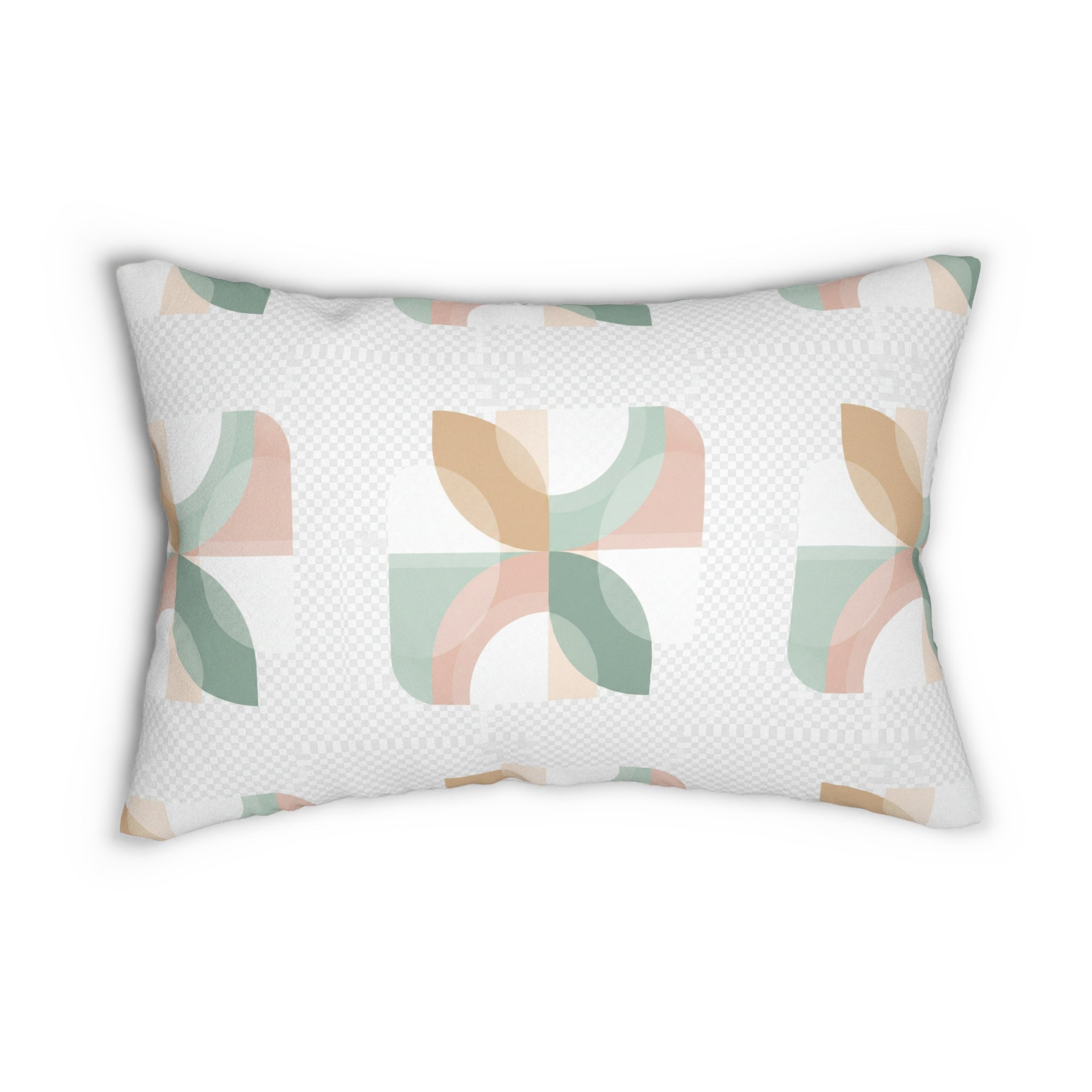 Geometric Pastel Lumbar Pillow  Mid-Century Modern Decorative Cushion