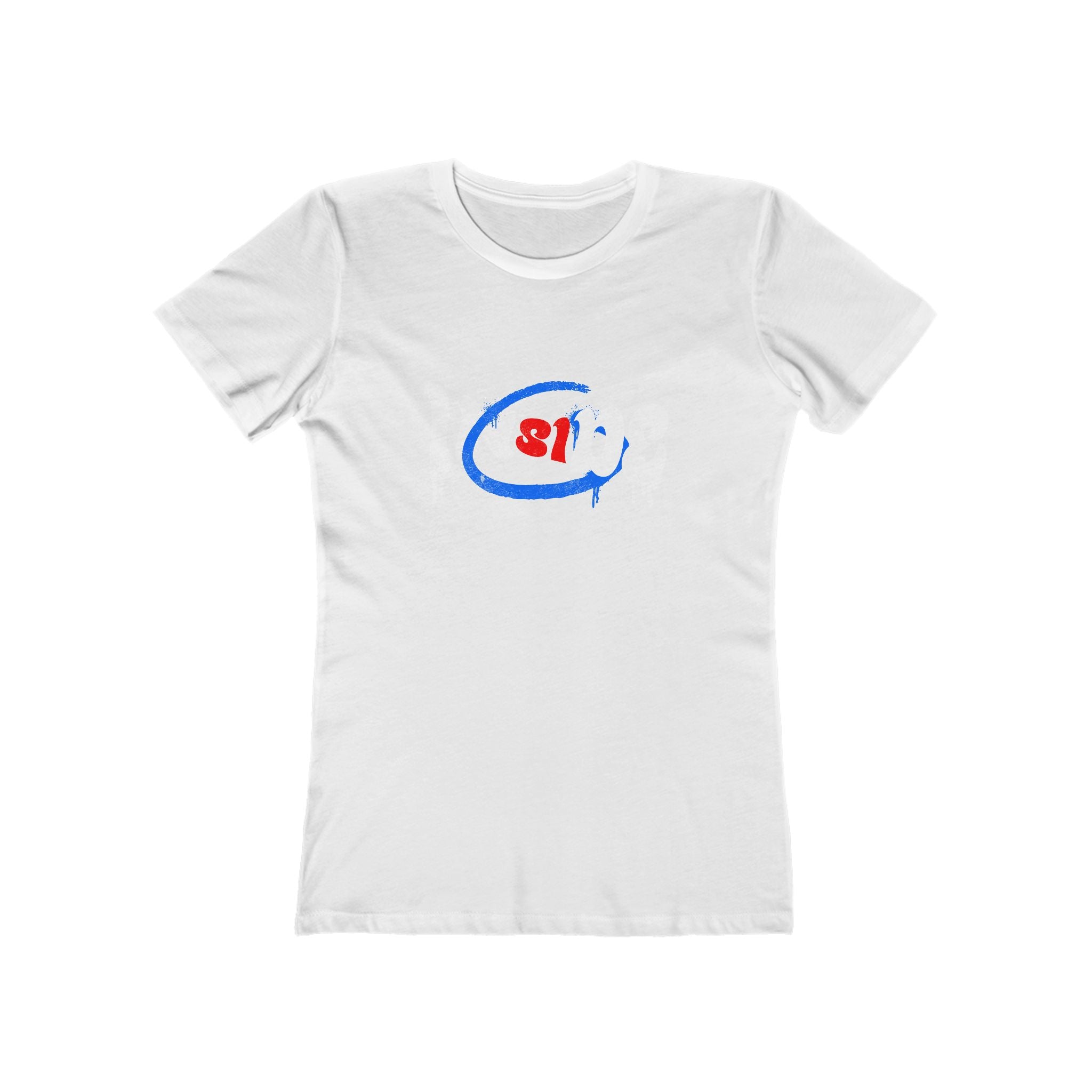 Boyfriend Tee for Women — Casual Graphic Crop T‑Shirt with Red & Blue Heart Logo