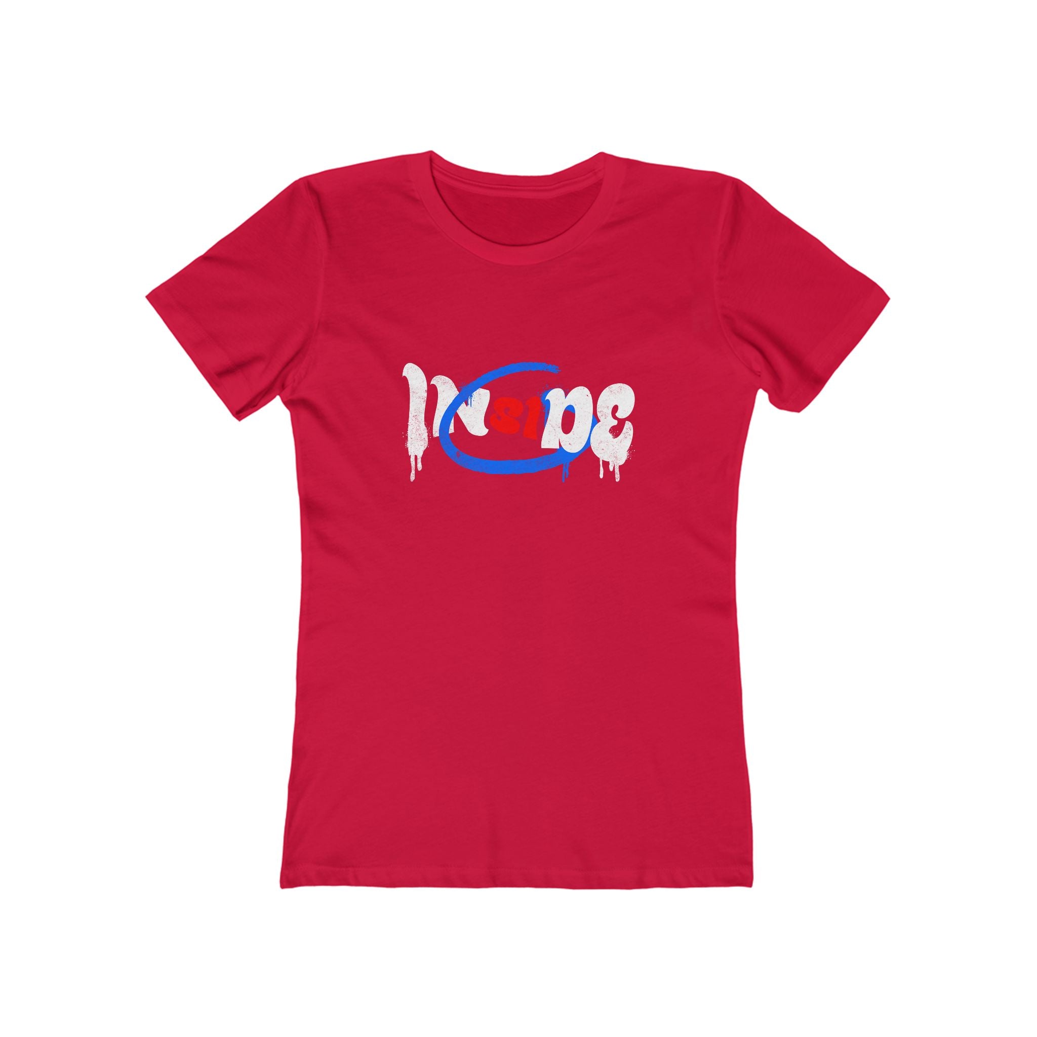 Boyfriend Tee for Women — Casual Graphic Crop T‑Shirt with Red & Blue Heart Logo