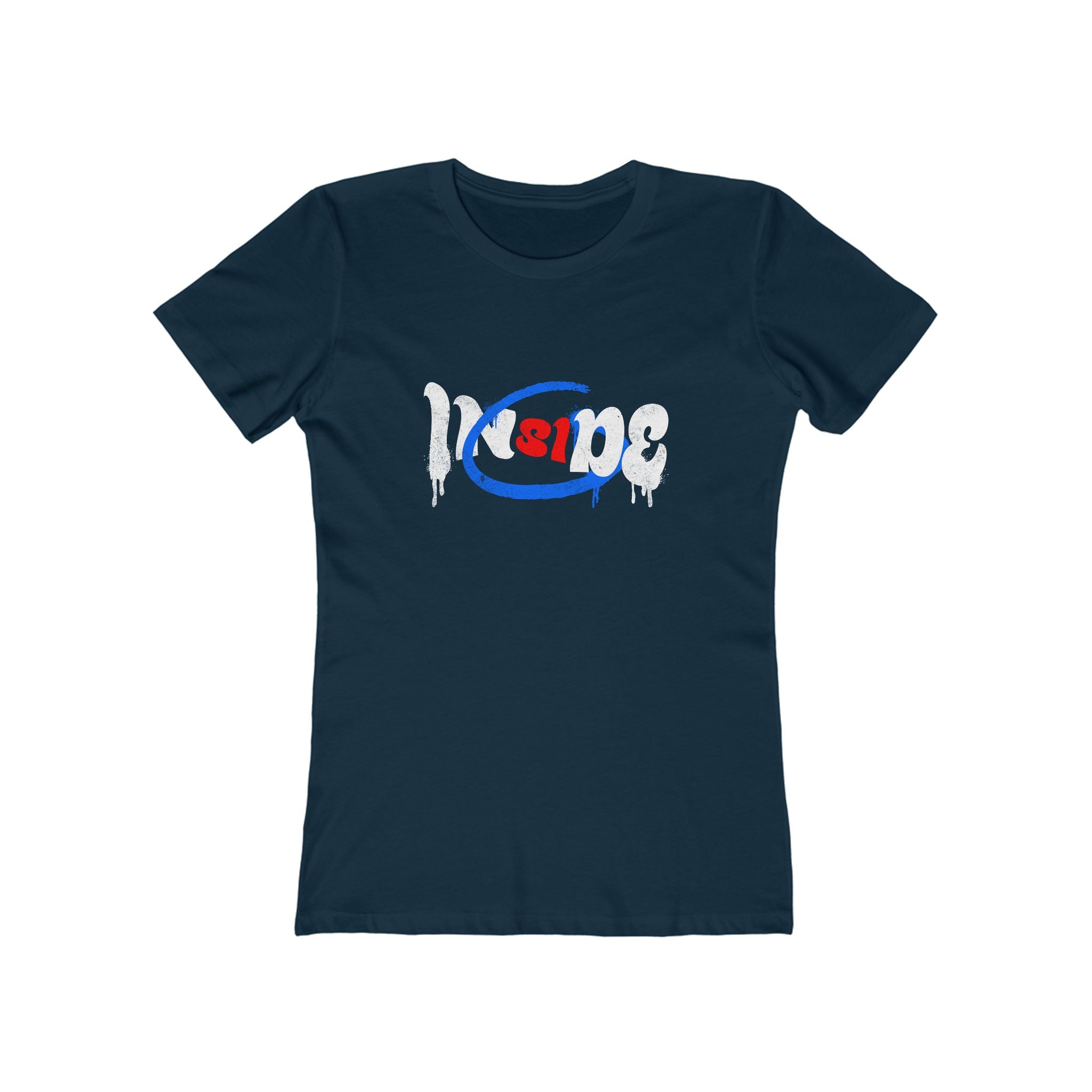 Boyfriend Tee for Women — Casual Graphic Crop T‑Shirt with Red & Blue Heart Logo