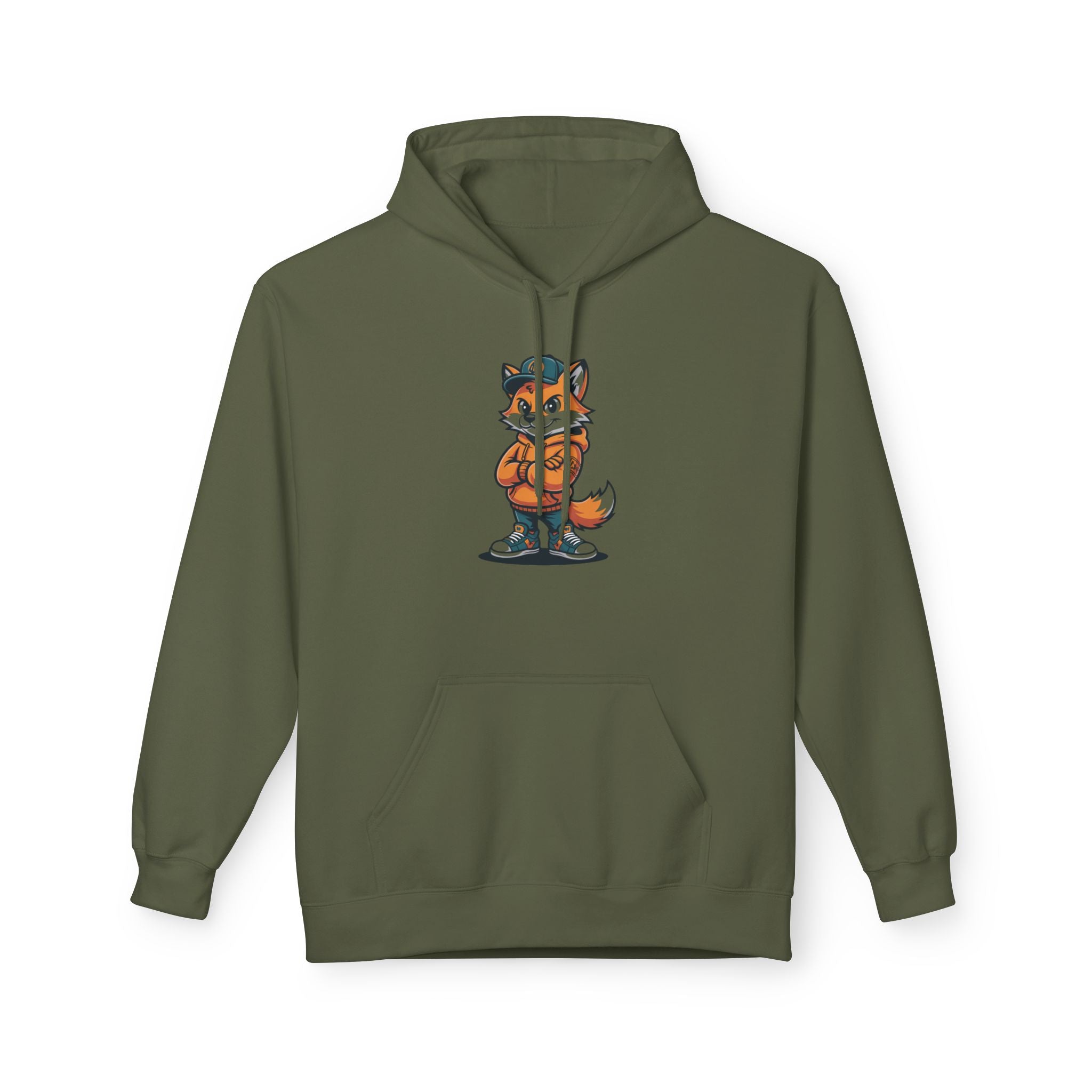 Fox Cartoon Hoodie Cute Red Fox Illustration Pullover