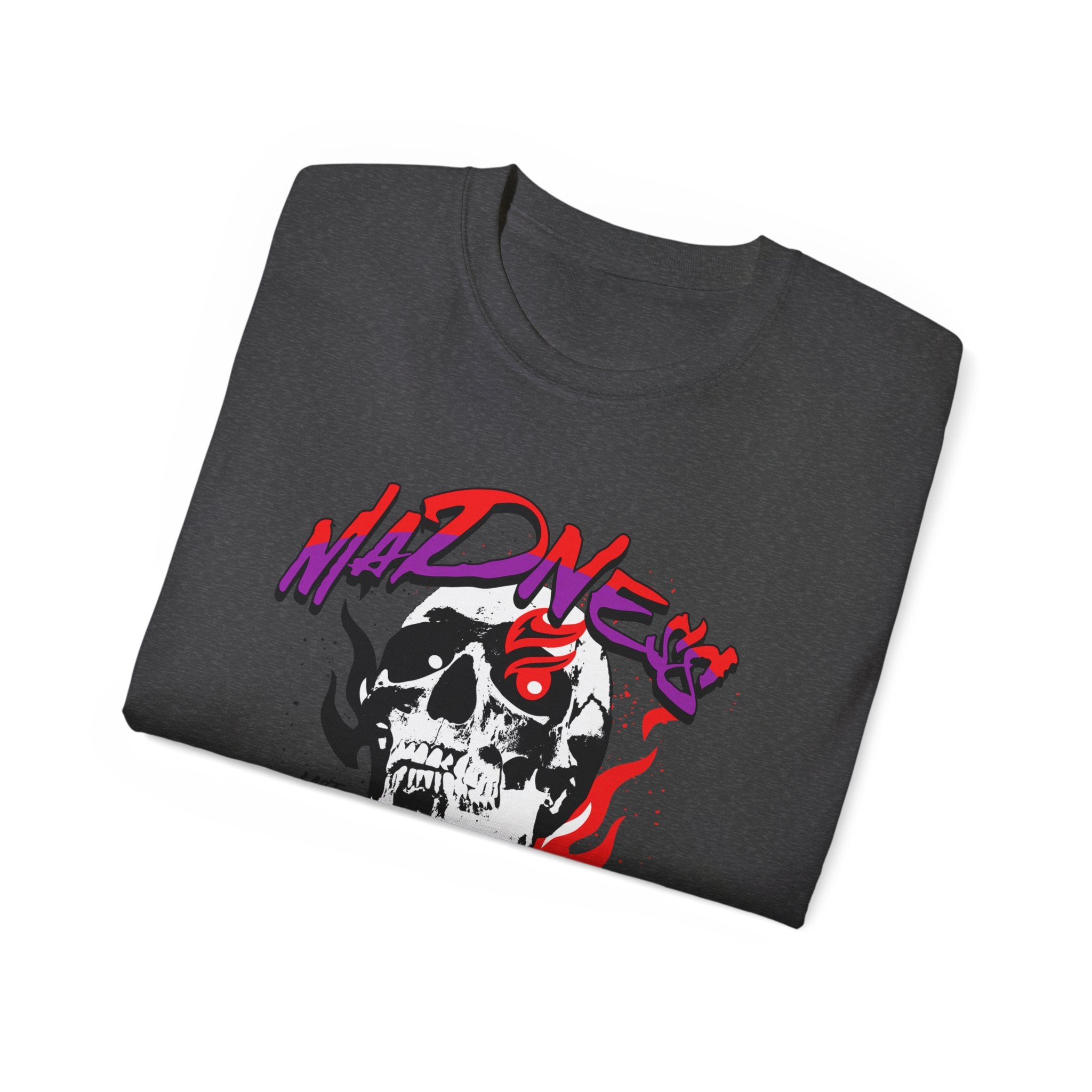 Skull Flames Tee — 'Madness' Graphic Cotton T-Shirt