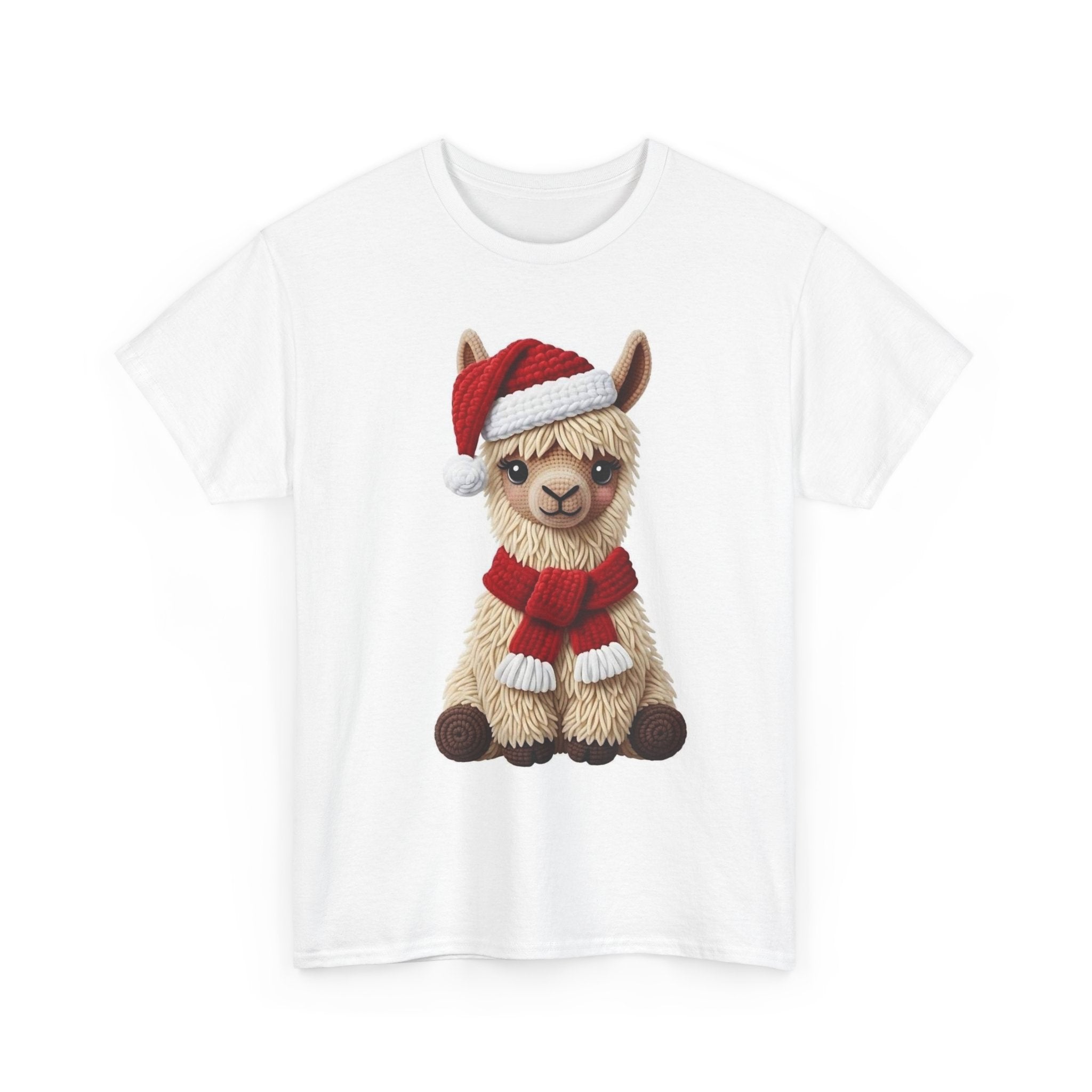 Christmas Alpaca T‑Shirt – Cute Santa Scarf Llama Holiday Tee
