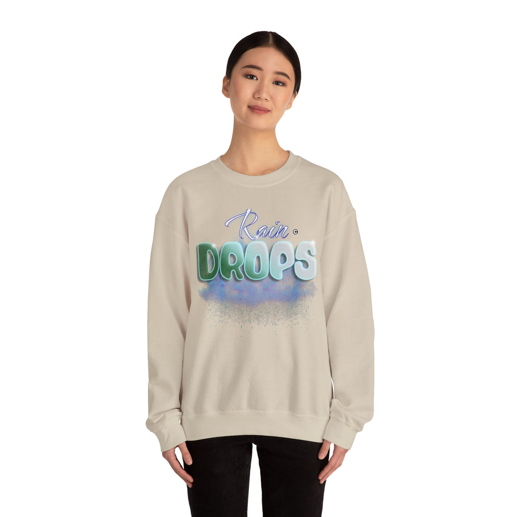 Rain Drops Crewneck Sweatshirt – Pastel Watercolor Raindrop