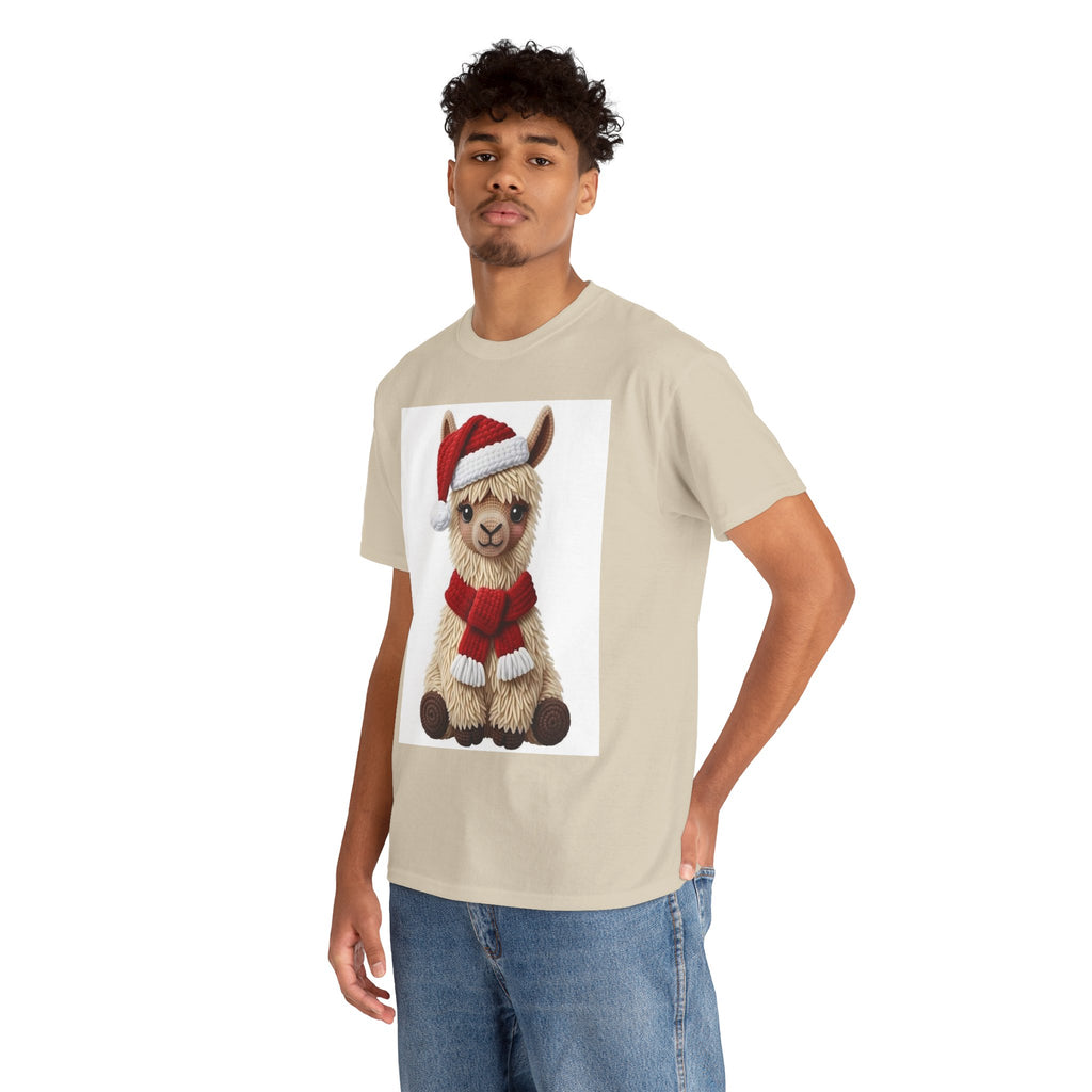 Christmas Alpaca T‑Shirt – Cute Santa Scarf Llama Holiday Tee