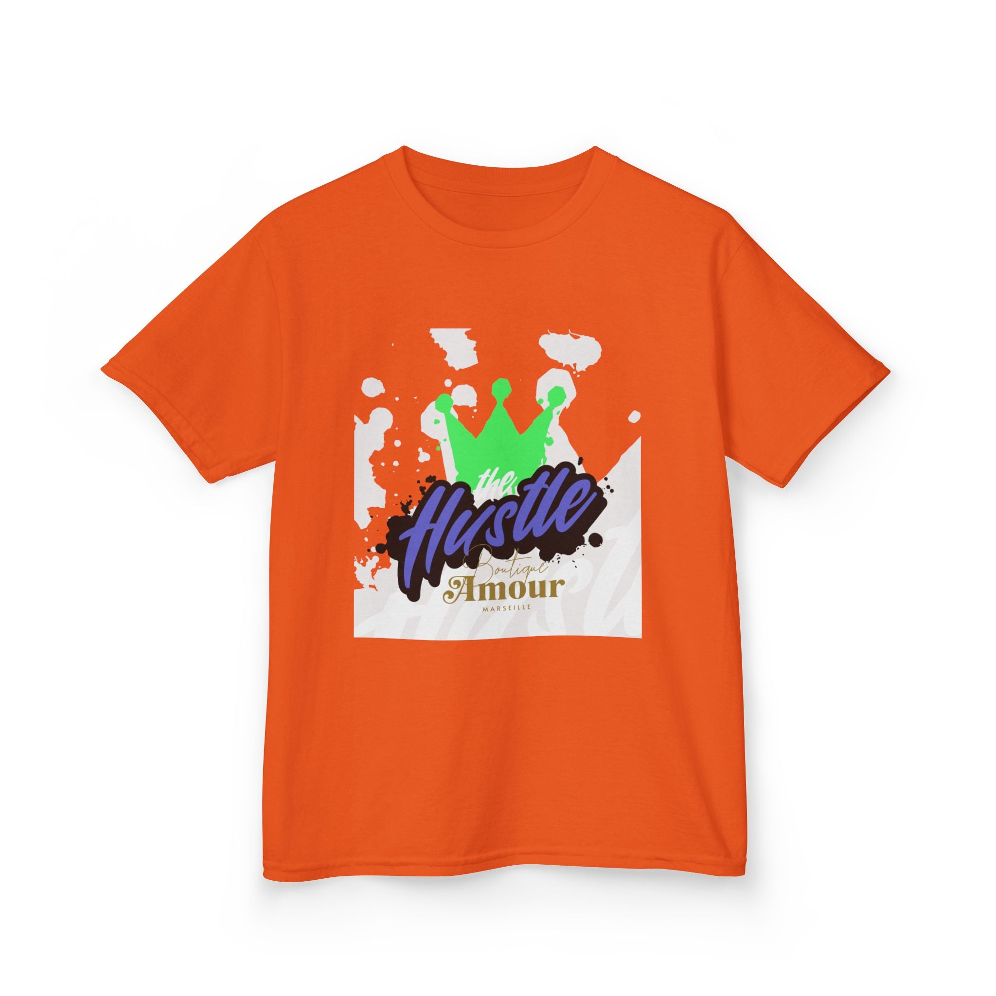 Kids Tee — 'Hustle Amour' Crown Graphic Shirt for Motivated Kids