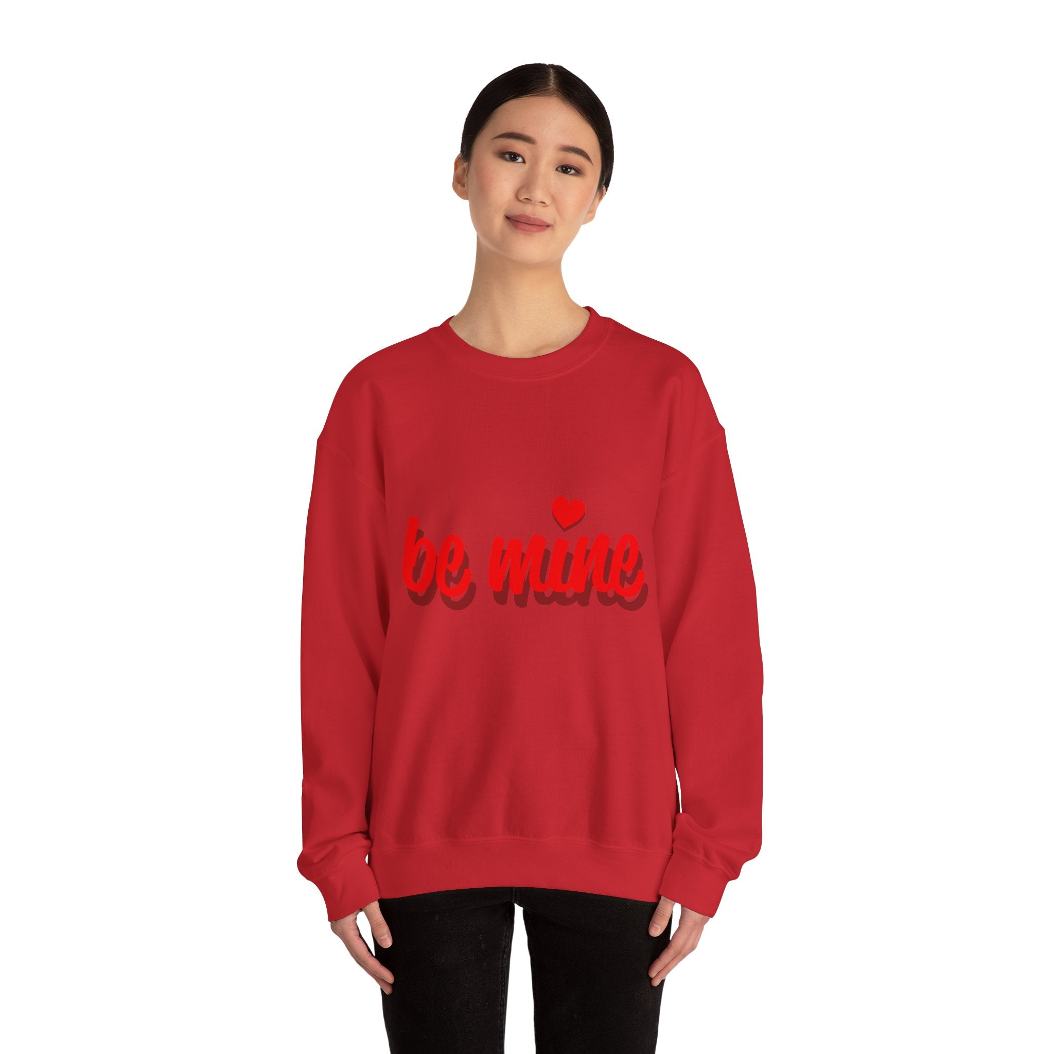 Valentine "Be Mine" Crewneck Sweatshirt Romantic Red Script Pullover