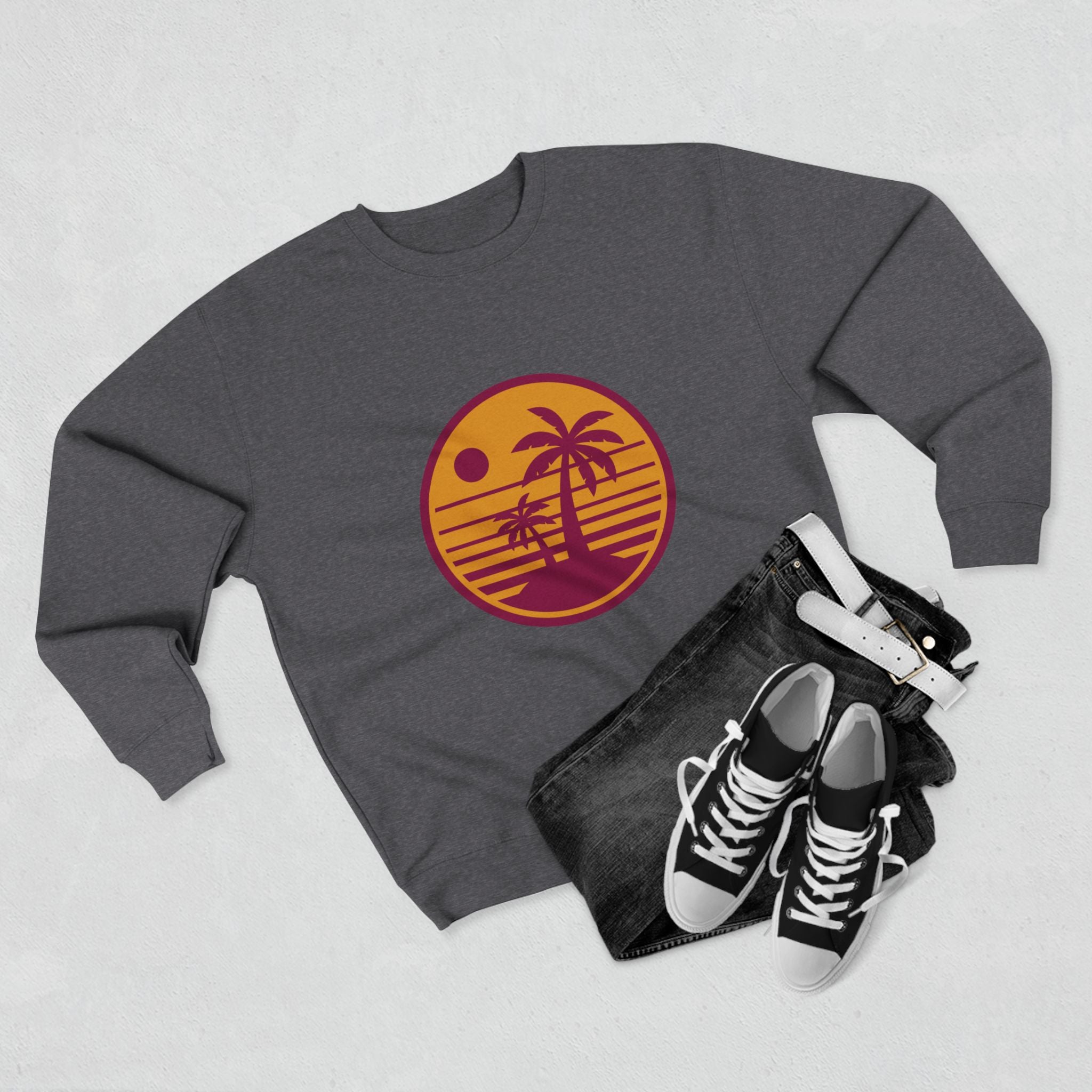 Retro Palm Sunset Crewneck Sweatshirt