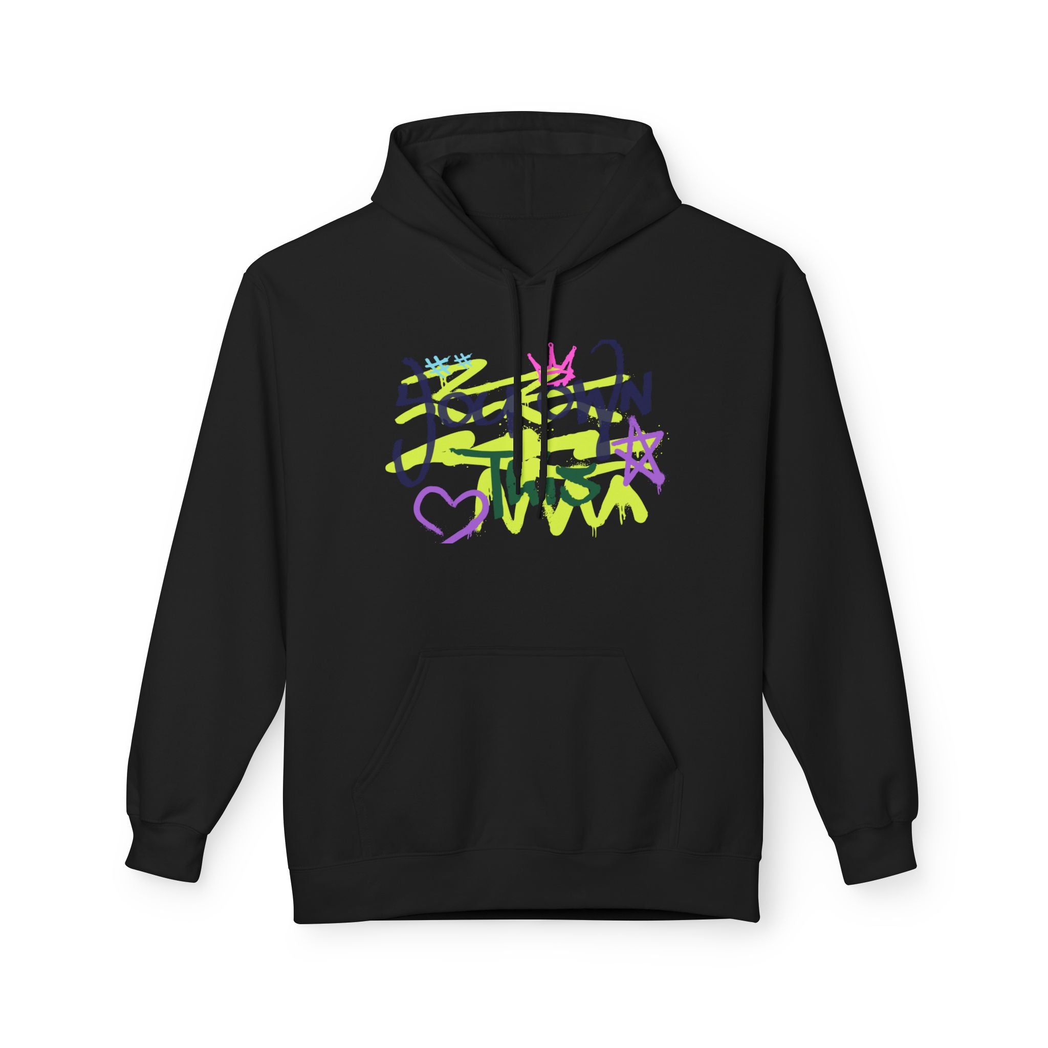 Hoodie — "You Down This" Graffiti Heart Star Streetwear Pullover