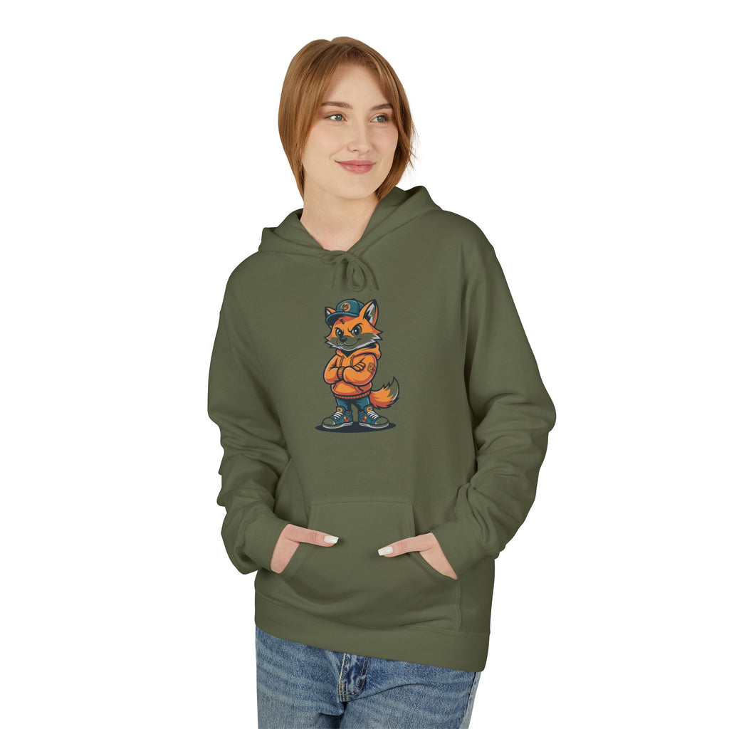 Fox Cartoon Hoodie Cute Red Fox Illustration Pullover