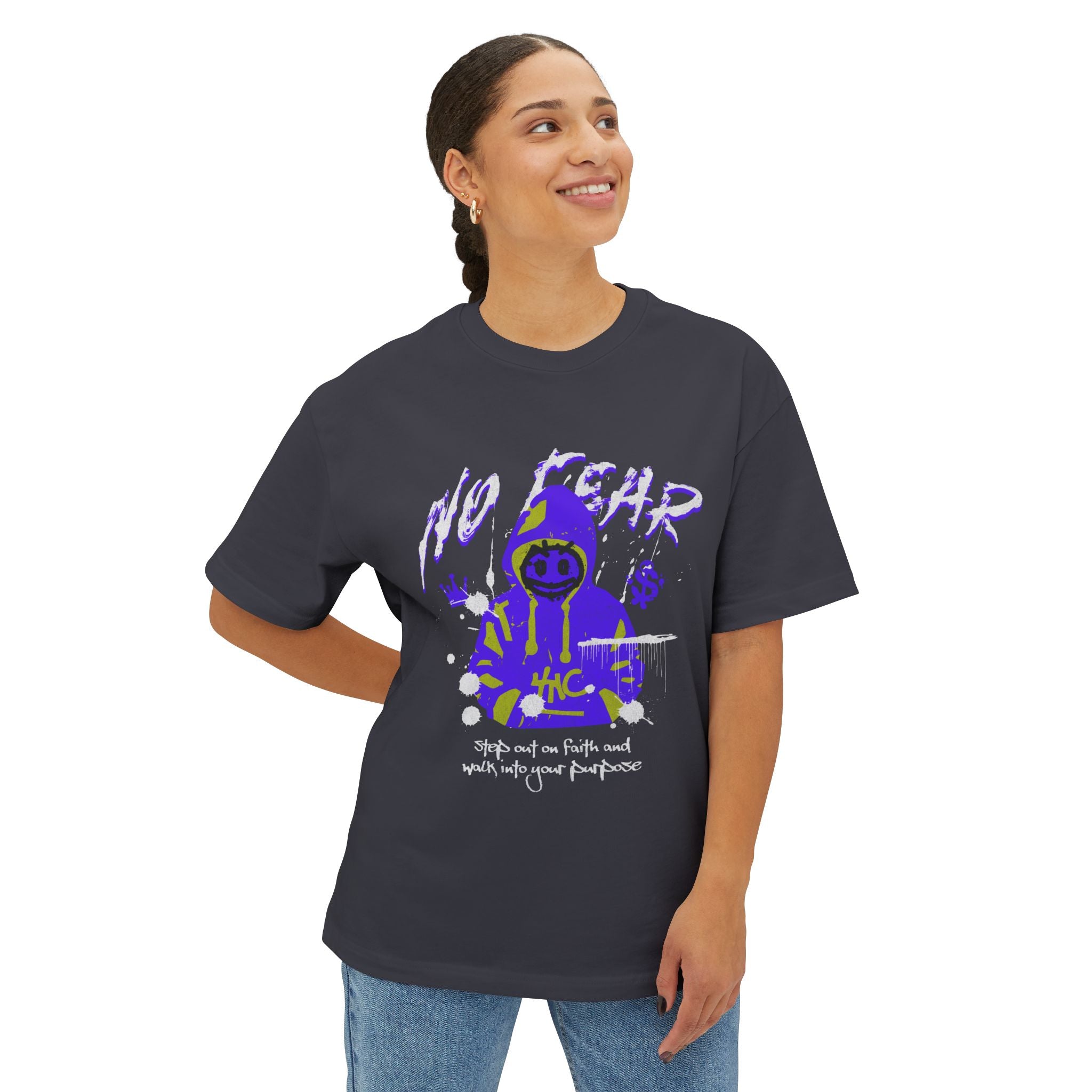 Graphic Tee — Purple Hooded Figure Streetwear T‑Shirt