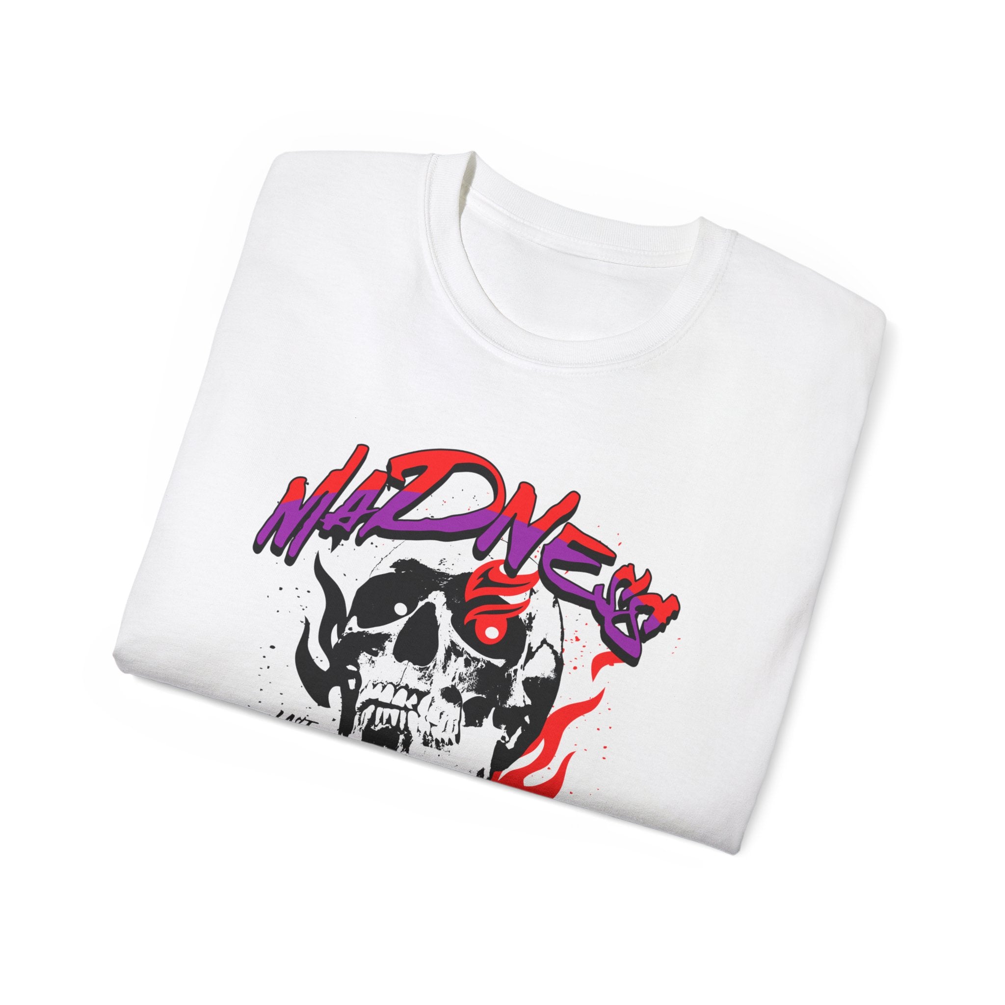 Skull Flames Tee — 'Madness' Graphic Cotton T-Shirt