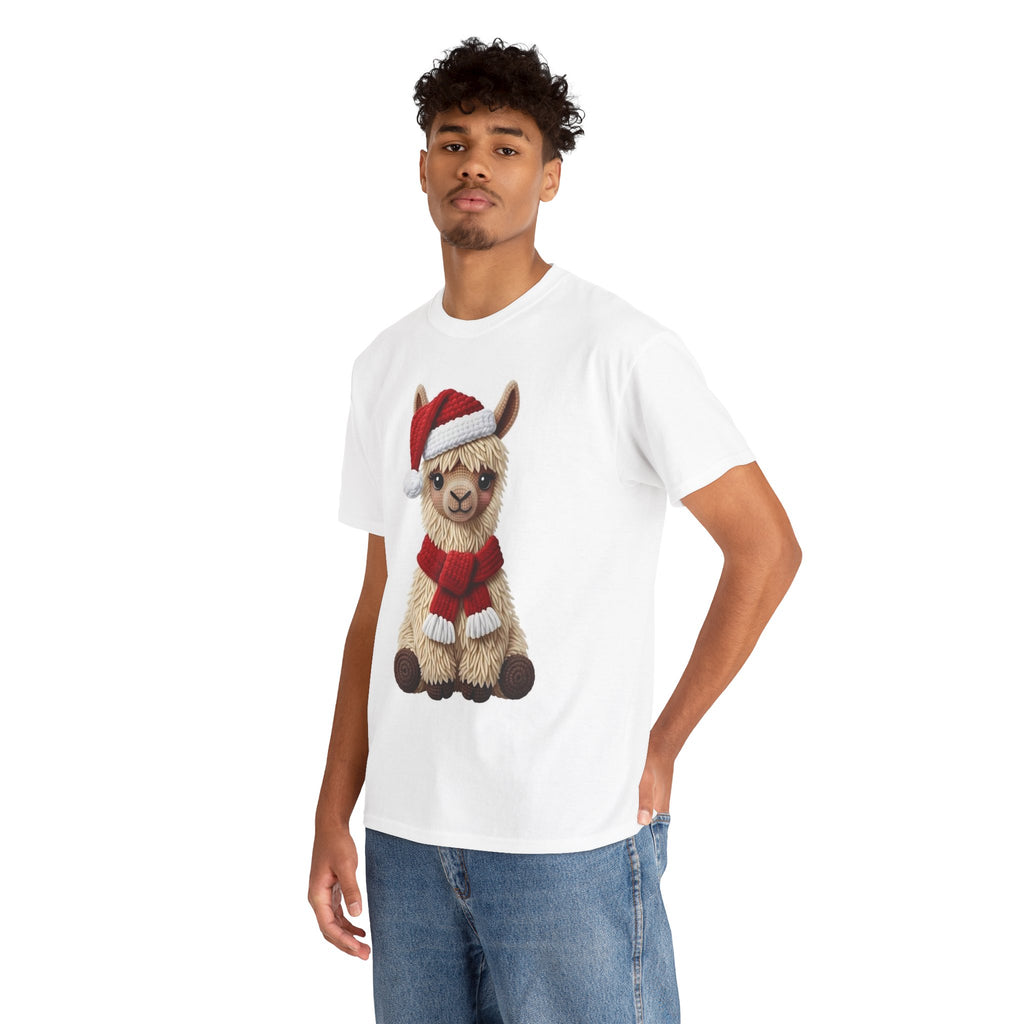 Christmas Alpaca T‑Shirt – Cute Santa Scarf Llama Holiday Tee