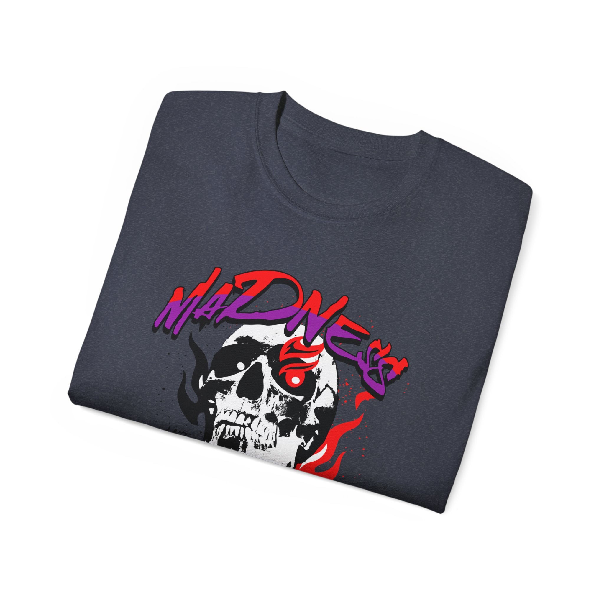 Skull Flames Tee — 'Madness' Graphic Cotton T-Shirt