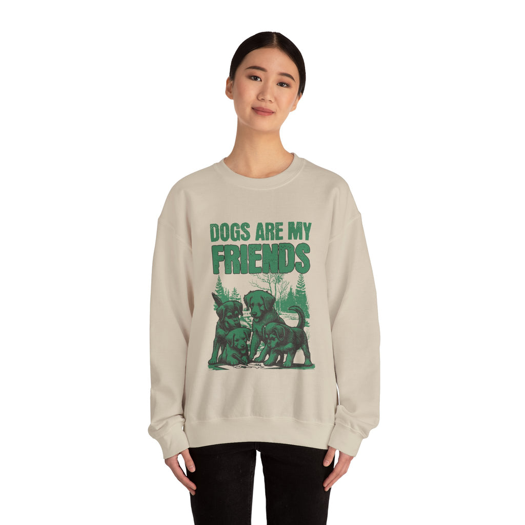 Dogs Are My Friends Sweatshirt — Vintage Green Puppy Crewneck
