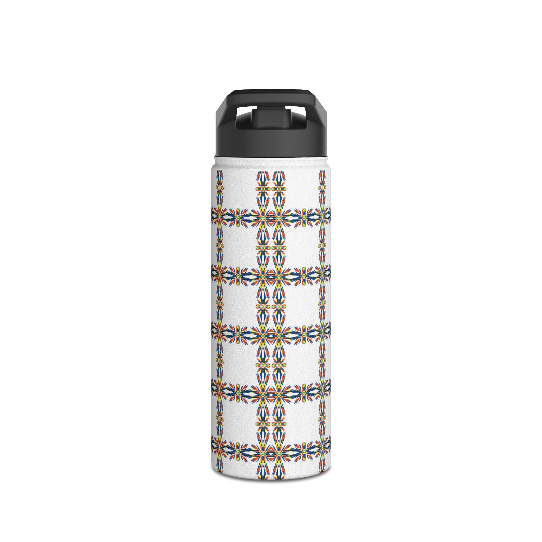 Insulated Stainless Water Bottle Colorful Geometric Tile Pattern