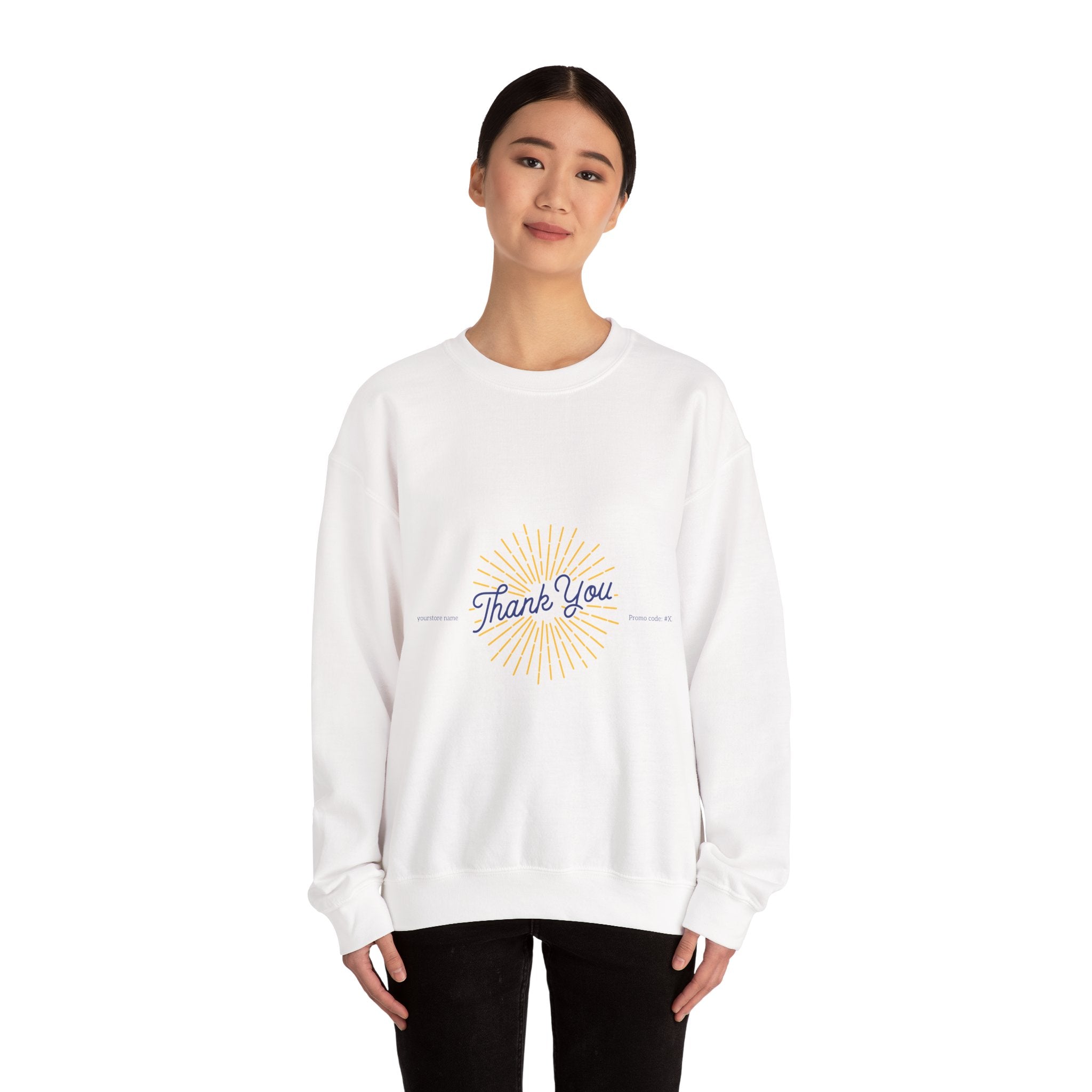 Thank You Crewneck Sweatshirt Retro Sunburst Gratitude Pullover