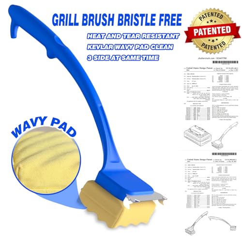 Grill Brush for Outdoor Grill, BBQ Grill Brush Bristle Free, Steam Grill Cleaner with Scraper, Grill Cleaning Brush with Replacement Head, BBQ Grilling Accessories Fit Most Grills, Gifts for Men Dad
